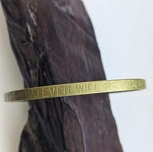 C'est la vie brass skinny bangle, French love words quote message thin bangle